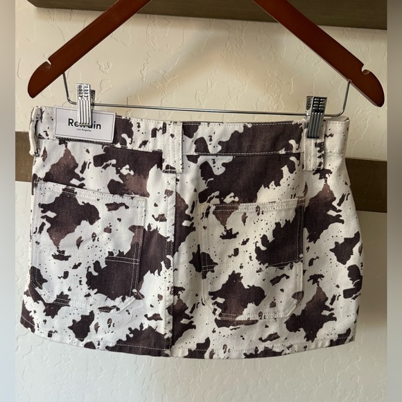 Refrain|Brown and White Utility micro Skirt,cow print/animal print•••NWT Size 28 - Picture 4 of 10